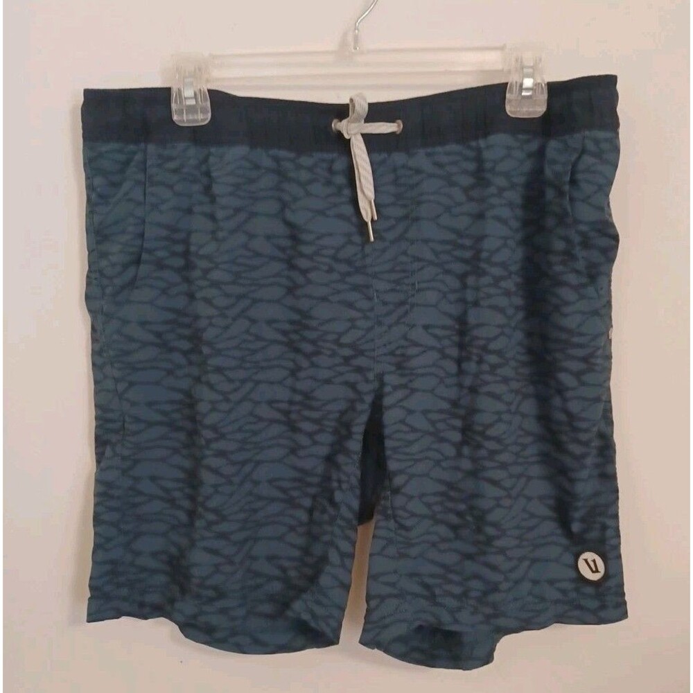 Vuori Shorts Mens L Blue Black Lightweight Athletic Performance Drawstring Waist